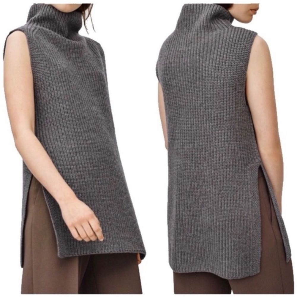 Aritzia-Drundal Dark Grey Sleeveless Knit Sweater (Size:Small)